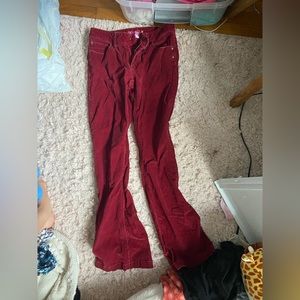 Red corduroy bootcut pants